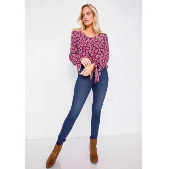 New. Burgundy floral blouse - Picture 2 of 3